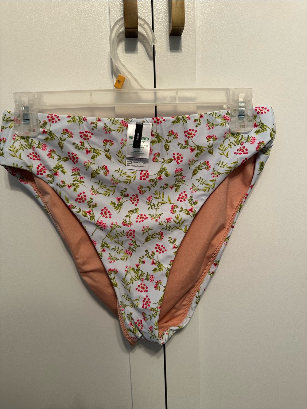 J. Crew Powder Blue Bikini Bottom with Pink Floral Print